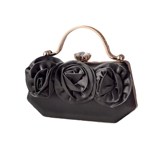 Zuoeay Damen Elegante Satins Abend Clutches Tasche Strsestones Blumenhandtasche Mit Crossbody Kette Für Hochzeit Und Partys Rose Bag von Zuoeay