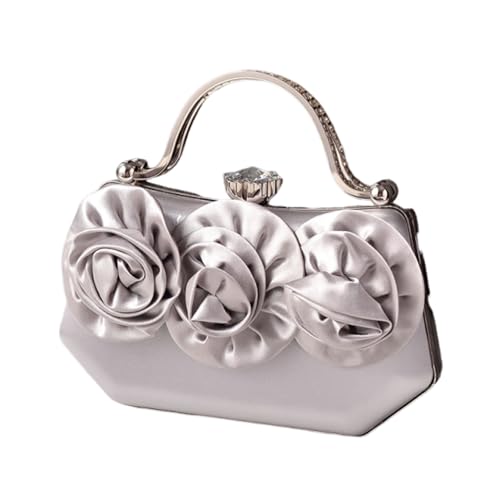 Zuoeay Damen Elegante Satins Abend Clutches Tasche Strsestones Blumenhandtasche Mit Crossbody Kette Für Hochzeit Und Partys Rose Bag von Zuoeay