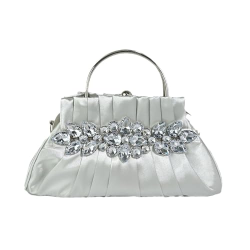 Zuoeay Damenabend Clutches Bag Falten Handtasche Schulter Strassstaatskette Crossbody Frauen Strassstiche Schulter Falten Clutch Handtasche von Zuoeay