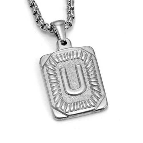 Zuoeay Einzigartige Quadratkartenbuchstaben Halskette Punkschmuck Edelstahlkette Halskette Geeignet Für Tägliche Verschleiß Und Partys Trendy Accessoires von Zuoeay