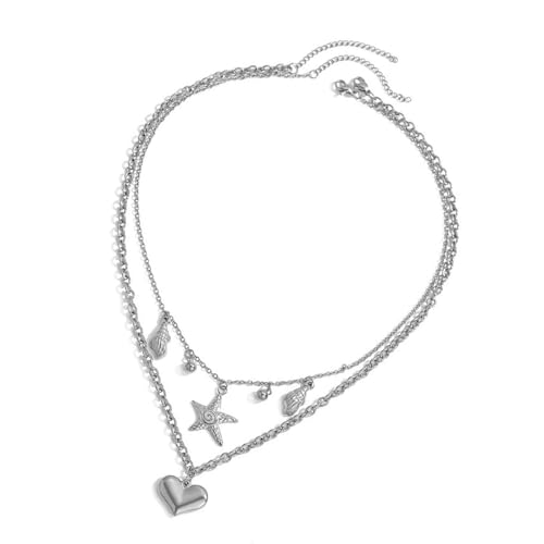 Zuoeay Elegante Edelstahl Halskette Seesterne Doppelschicht Geeignet Für Vielseitige Strand Und Alltäglicher Sommerstrandschmuck Geeignet von Zuoeay