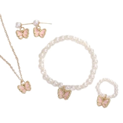Zuoeay Elegante Imitation Perlen Schmuck Stilvoller Schmetterling Anhänger Perlen Schmuck Set Für Kleine Damen Halskette von Zuoeay