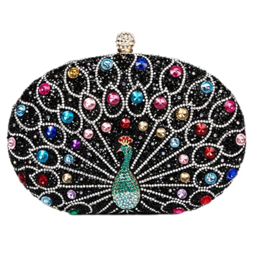 Zuoeay Elegante Pfauen Strasshandtasche Für Frauen Abend Geldbeutel Umhängetasche Crossbody Taschen Für Nachtausfälle Und Empfänge Kristallverzerrte Handtasche von Zuoeay