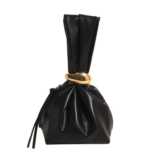 Zuoeay Elegante Retro Eimer Tasche Frauenhandtasche Mit Armbandhülsen Und Knoten Detail Reisefreundlicher Abend Geldbeutel Für Party Frauen Armbandtasche von Zuoeay