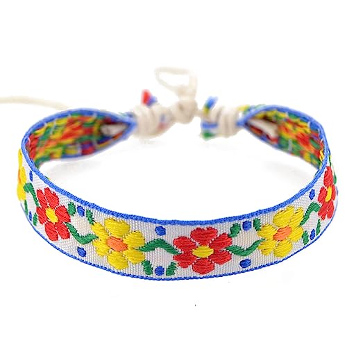 Zuoeay Erdbeerblume Bestickte Armband Böhmen Stil Webseil Freund Freunden Bänder Handgefertigte Zauberbänder Schmuck Faden Gewebt Freundschaftswickbänder Armbänder von Zuoeay