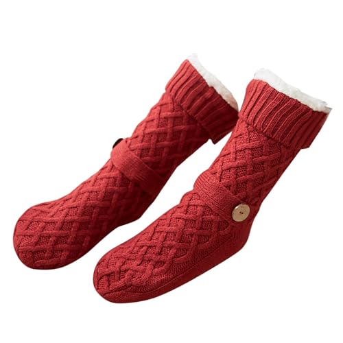 Zuoeay Fleece Ausgekleidete Weihnachtsstrickstrümpfe Mit Nicht Überrutscher Boden Für Unisex Winter Wärme Warmes Plüschboden Slipper Socken Winterwärme von Zuoeay