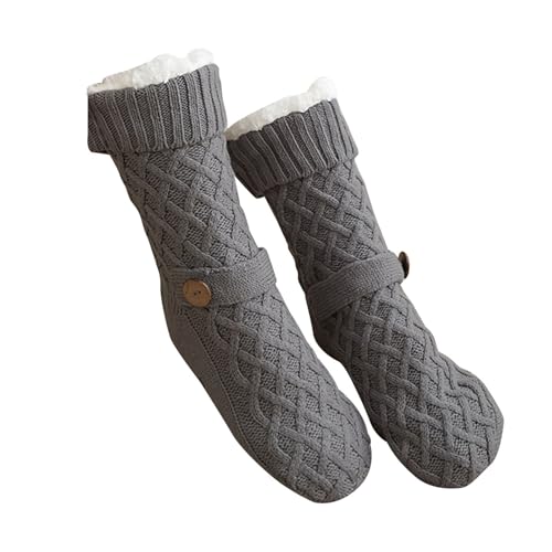 Zuoeay Fleece Ausgekleidete Weihnachtsstrickstrümpfe Mit Nicht Überrutscher Boden Für Unisex Winter Wärme Warmes Plüschboden Slipper Socken Winterwärme von Zuoeay