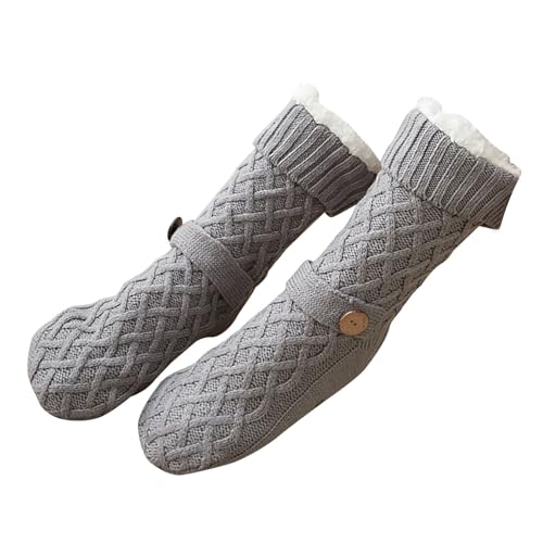 Zuoeay Fleece Ausgekleidete Weihnachtsstrickstrümpfe Mit Nicht Überrutscher Boden Für Unisex Winter Wärme Warmes Plüschboden Slipper Socken Winterwärme von Zuoeay