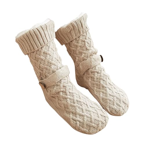 Zuoeay Fleece Ausgekleidete Weihnachtsstrickstrümpfe Mit Nicht Überrutscher Boden Für Unisex Winter Wärme Warmes Plüschboden Slipper Socken Winterwärme von Zuoeay