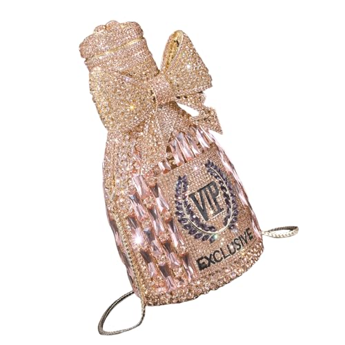 Zuoeay Frauen Champagner Flasche Strauchsteine ​​Abendtasche Süße Bögen Geldbeutel Einzigartige Handtasche Cocktail Party Umhängetaschen Luxus Clutch Tasche von Zuoeay