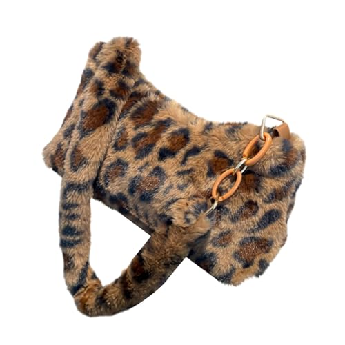 Zuoeay Frauen Datierungsbeutel Leoparden Druck Schulter Obergrenze Plüsch Achsel Achsel Winter Handtasche Geldbeutel Unterarm Frauen Achselhöhle All Matching Schulter Dating von Zuoeay