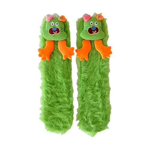 Zuoeay Frauen Verdickte Farbenfrohe Fleece Fuzzy Plüsch Slippern Socken Cartoon Hund Winter Wärme Schlafboden Strumpfwaren Pelziger Schlaf von Zuoeay