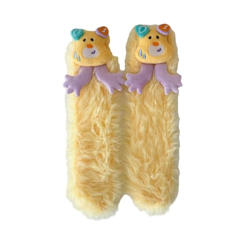 Zuoeay Frauen Verdickte Farbenfrohe Fleece Fuzzy Plüsch Slippern Socken Cartoon Hund Winter Wärme Schlafboden Strumpfwaren Pelziger Schlaf von Zuoeay
