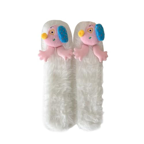 Zuoeay Frauen Verdickte Farbenfrohe Fleece Fuzzy Plüsch Slippern Socken Cartoon Hund Winter Wärme Schlafboden Strumpfwaren Pelziger Schlaf von Zuoeay