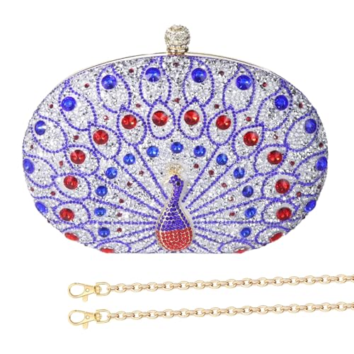 Zuoeay Frauenabendtasche Pfauen Handtasche Funkelnde Strassstiche Schulterbodus Crossbody Geldbörse Für Cocktailparty Abschlussball von Zuoeay