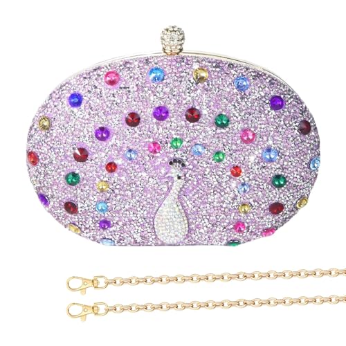 Zuoeay Frauenabendtasche Pfauen Handtasche Funkelnde Strassstiche Schulterbodus Crossbody Geldbörse Für Cocktailparty Abschlussball von Zuoeay