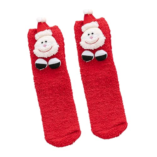 Zuoeay Gemütlich Warm Warm Thermal Fleece Cartoon Muster Frauen Socken Für Weihnachtsfest Innenboden Fuzzy Slipper Cartoon Muster von Zuoeay