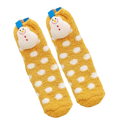 Zuoeay Gemütlich Warm Warm Thermal Fleece Cartoon Muster Frauen Socken Für Weihnachtsfest Innenboden Fuzzy Slipper Cartoon Muster von Zuoeay