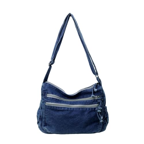 Zuoeay Große Kapazität Frauen Denims Denims Umhängetasche Multi Taschen Retro Gewaschene Jeans Verstellbarer Gurt Satchel Crossbody Handtasche Große Kapazität Crossbody Tasche von Zuoeay