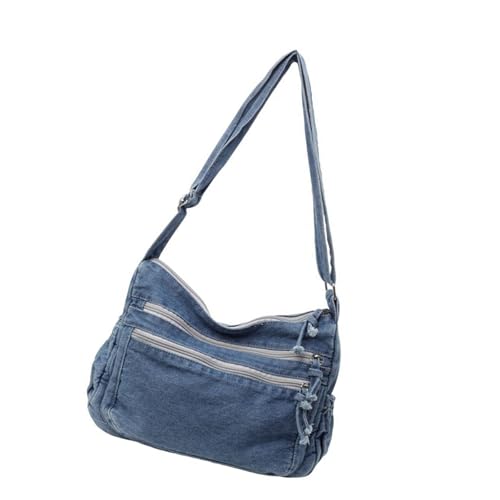 Zuoeay Große Kapazität Frauen Denims Denims Umhängetasche Multi Taschen Retro Gewaschene Jeans Verstellbarer Gurt Satchel Crossbody Handtasche Große Kapazität Crossbody Tasche von Zuoeay