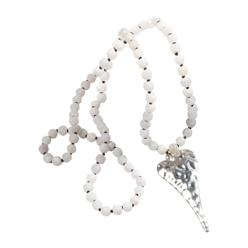 Zuoeay Handgefertigte Böhmische Halskette Mit Natursteinperlen Und Legierungsherzherzanhänger Für Ein Einzigartiges Modes Statement Stones von Zuoeay