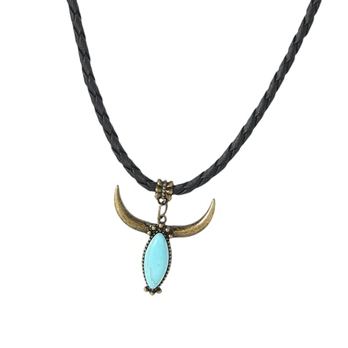 Zuoeay Handgefertigte Türkisfarbene Anhänger Halskette Mit Lederschnur Einzigartiger Stammesschmuck Für Alltägliche Tragen Handgefertigter Halskette von Zuoeay