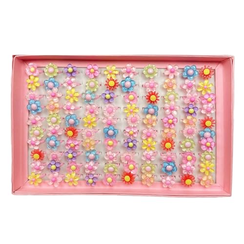 Zuoeay Harz Cartoon Blumenringe Für Kinder Party Gunst Kinder Gemischte Harz Blumenentwürfe Schmuck Mädchen Kinderschmuck von Zuoeay