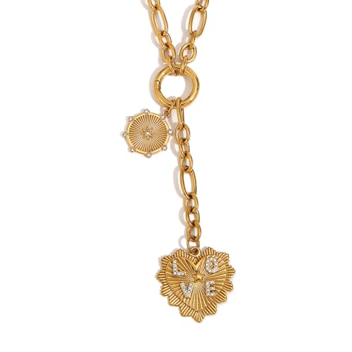 Zuoeay Herzhänger Halskette Trendy Women Accessoire Edelstahl Texturkette Schmuck Perfekt Für Lässige Und Alle Anlässe Quasten Anhänger Halskette von Zuoeay
