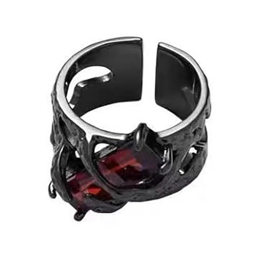 Zuoeay Kristallflüssigkeit Metall Offene Ringe Dorn Retro Einstellbare Große Zirkonringe Unisex Accessoires Stilvoller Gotischer Schmuck Schwarz Dornenring von Zuoeay
