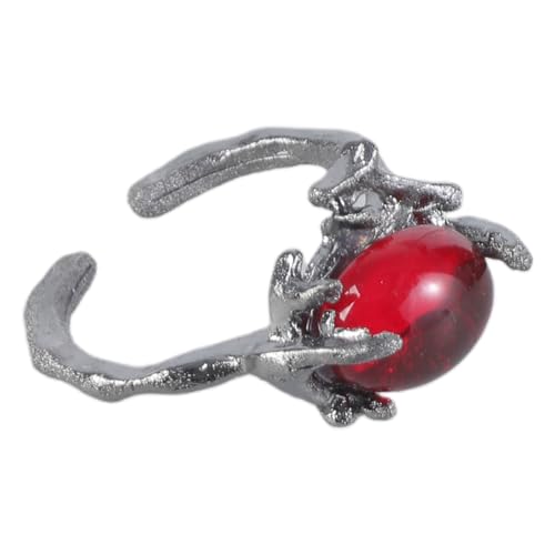 Zuoeay Kristallflüssigkeit Metall Offene Ringe Dorn Retro Einstellbare Große Zirkonringe Unisex Accessoires Stilvoller Gotischer Schmuck Schwarz Dornenring von Zuoeay
