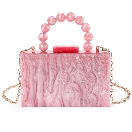 Zuoeay Luxuriöse Acrylkasten Abendbeutel Mit Abnehmbarer Kette Für Hochzeit Und Soziales Ereignis Perlen Handtasche Clutches Geldbörse Marmor Muster Handtasche von Zuoeay