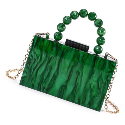 Zuoeay Luxuriöse Acrylkasten Abendbeutel Mit Abnehmbarer Kette Für Hochzeit Und Soziales Ereignis Perlen Handtasche Clutches Geldbörse Marmor Muster Handtasche von Zuoeay