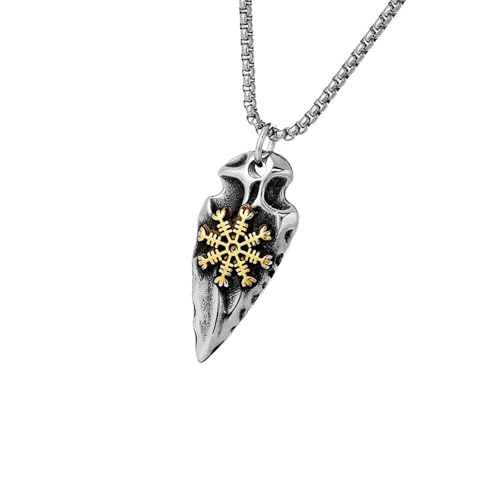 Zuoeay Mehrzweck Wikinger Runen Schild Halskette Gold Farbe Antike Edelstahl Norses Amulett Anhänger Für Männer Casual Wear Anhänger Halskette von Zuoeay
