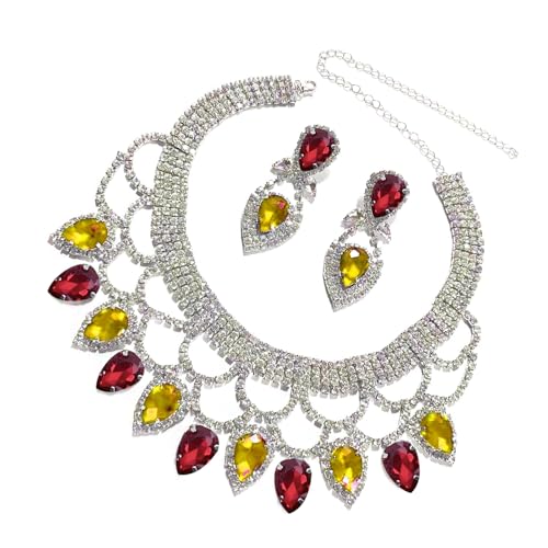 Zuoeay Mode Hohle Halskette Strasssteine Passen Passende Ohrringe Elegant von Zuoeay