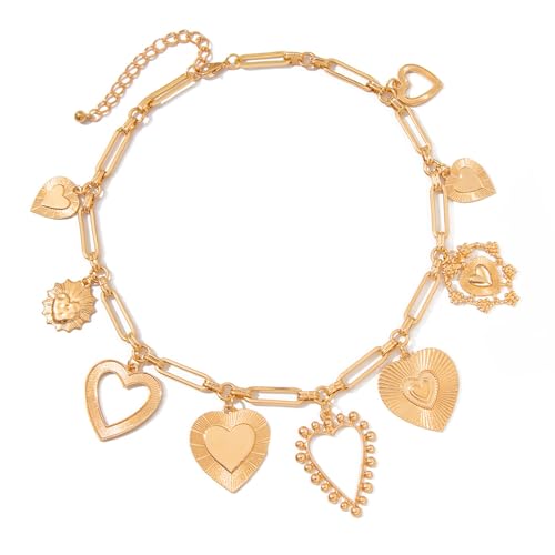 Zuoeay Modische Metallliebe Herz Anhänger Halskette Einstellbare Länge Schlüsselbeinkette Für Frauen Mode Choker Schmuck Frauen Modeschmuck von Zuoeay