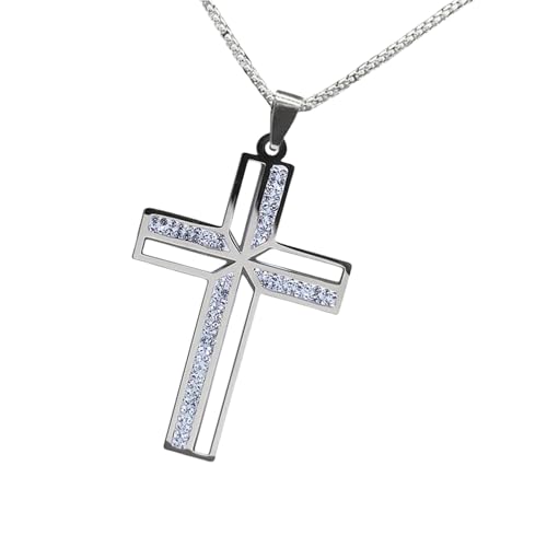 Zuoeay Modisches Katholisches Kruzifix Mit Kristall Halskette Edelstahl Unisex Choker Accessoires Glaube Symbol Schmuck Glaube Symbol Halskette von Zuoeay