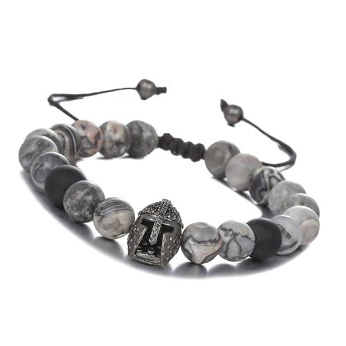 Zuoeay Natursteingewebe Verstellbares Armbänder Helme Perlen Armband Einstellbare Mittelalterliche Handgelenkschmuck Für Männer Gothic Handgelenk Schmuck Vorhanden von Zuoeay