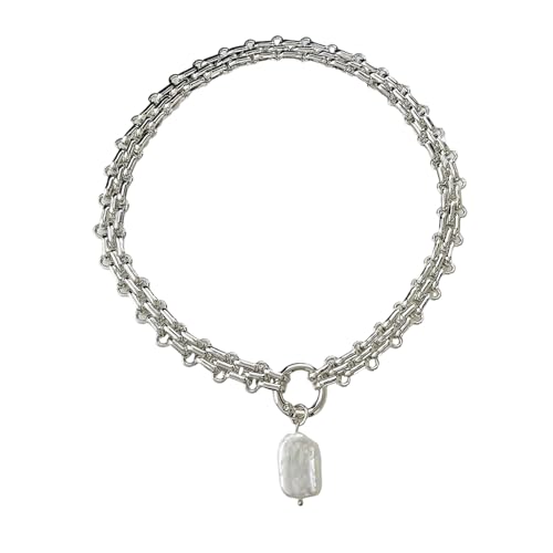 Zuoeay Praktische Damen Halskette Für Frauen Mit Einer Geometrischen Quadrat Süßwasserperlen Anhänger Casual Wear Party Accessoire von Zuoeay