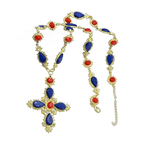 Zuoeay Raffinierte Frauen Halskette Bright Gemstones Crucifix Anhänger Choker Verstellbare Länge Pullover Kettenparty Schmucklegierung Anhänger Halskette von Zuoeay