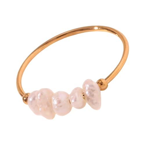 Zuoeay Stilvolle Süßwasserperlen Ringe Mit Goldplattiertem Edelstahl Für Einen Raffinierten Eleganten Lookstil Täglich Mode Perlen Schmuck Verwenden von Zuoeay