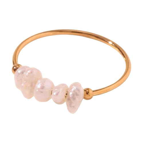 Zuoeay Stilvolle Süßwasserperlen Ringe Mit Goldplattiertem Edelstahl Für Einen Raffinierten Eleganten Lookstil Täglich Mode Perlen Schmuck Verwenden von Zuoeay