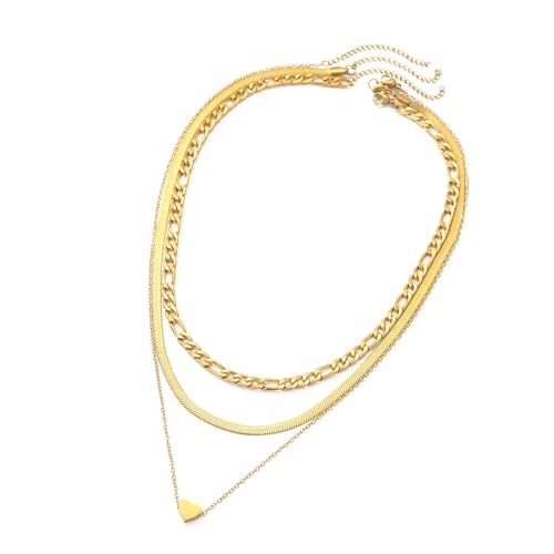 Zuoeay Stylish Gold/Silber Heart Anhänger Halskette Bequem Und Verblüffend Widerstandsfähiger Heckkettenschmuck Für Moderne Frauen Edelstahl Neckkette von Zuoeay