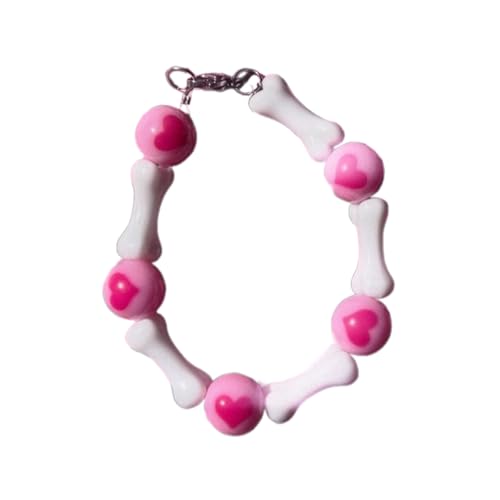 Zuoeay Stylish Heart Perlen Knochenarmband Kunststoff Perlen Handkette Frauen Armband Verstellbare Länge Handchain Schmuck Stylish Charm Armband von Zuoeay