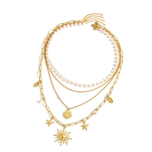 Zuoeay Temperament Halsketten Set Sea Star Und Herzanhänger Krawatte Schlüsselbeinkette Für Frauen Mit Einzigartigen Stilen Perlen Colarbone Kette von Zuoeay