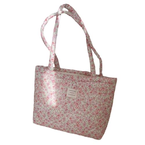 Zuoeay Trendy Baumwoll Umhängetasche Mit Puffergrenze Und Blumenmuster Große Handtaschen Shopper Taschen Für Den Täglichen Gebrauch Frauenhandtasche von Zuoeay