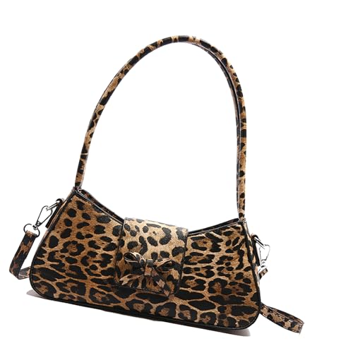 Zuoeay Trendy Damen Pu Leopards Druck Achselhöhlen Taschen Abendbeutel Mit Bögen Und Verstellbarem Riemen Für Hochzeitsfeier Frauen Satchel Geldbörse von Zuoeay