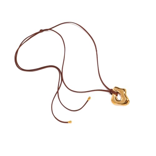 Zuoeay Trendy Unregelmäßige Geometrische Metallhilfe Halskette Stylish Wachs Seil Neckketten Handgemachte Schmuck Geschenk Für Frauen Mädchen Wasserdichte Metallkette von Zuoeay