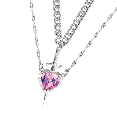 Zuoeay Verstellbare Länge Herz Und Schwerter Halskette Mode Ehepaar Schlüsselbeinkette Stylische Frauenzubehör Für Party Modeschmuck Für Frauen von Zuoeay