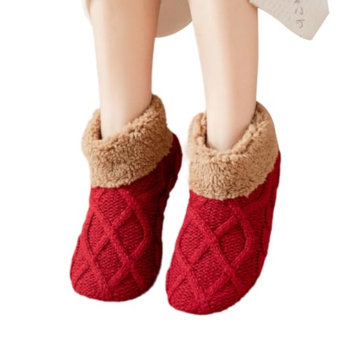 Zuoeay Winter Gestrickte Knöchel Slipper Socken Für Frauen Und Männer Dickes Fleece Ausgekleidet Weiche Nicht Schlechte Griffboden von Zuoeay