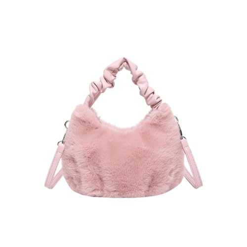 Zuoeay Winter Umhängetasche Pelzige Plüschfaltengriff Handtasche Mit Verstellbaren Gurt Crossbody Taschen Für Frauen Und Mädchen Verstellbare Gurtbeutel von Zuoeay